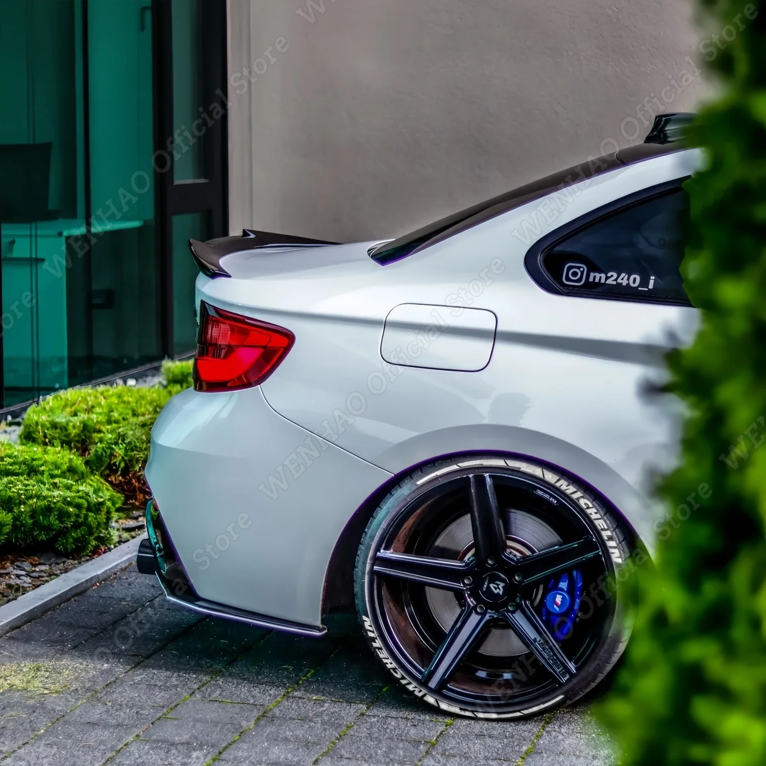 M4 Style Material Gloss Black Car Rear Trunk Spoiler Wings For BMW 2 Series F22 F87 2015-2019 Tuning Spoiler Caps Bodylits view 3