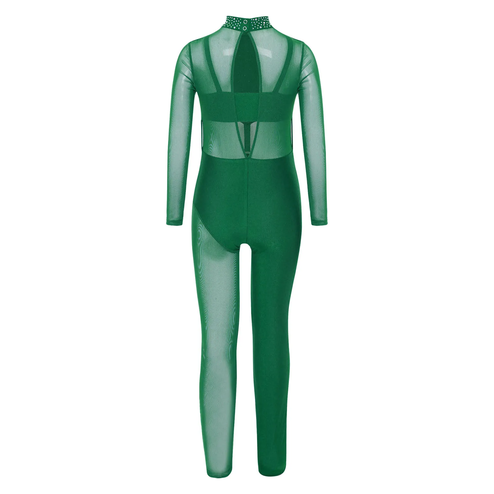 Kids Girls Mesh Splice Full Body Leotard Ballet Gymnastics Bodysutis Jumpsuit Dancewear Practice Figure Skating Dance Costume