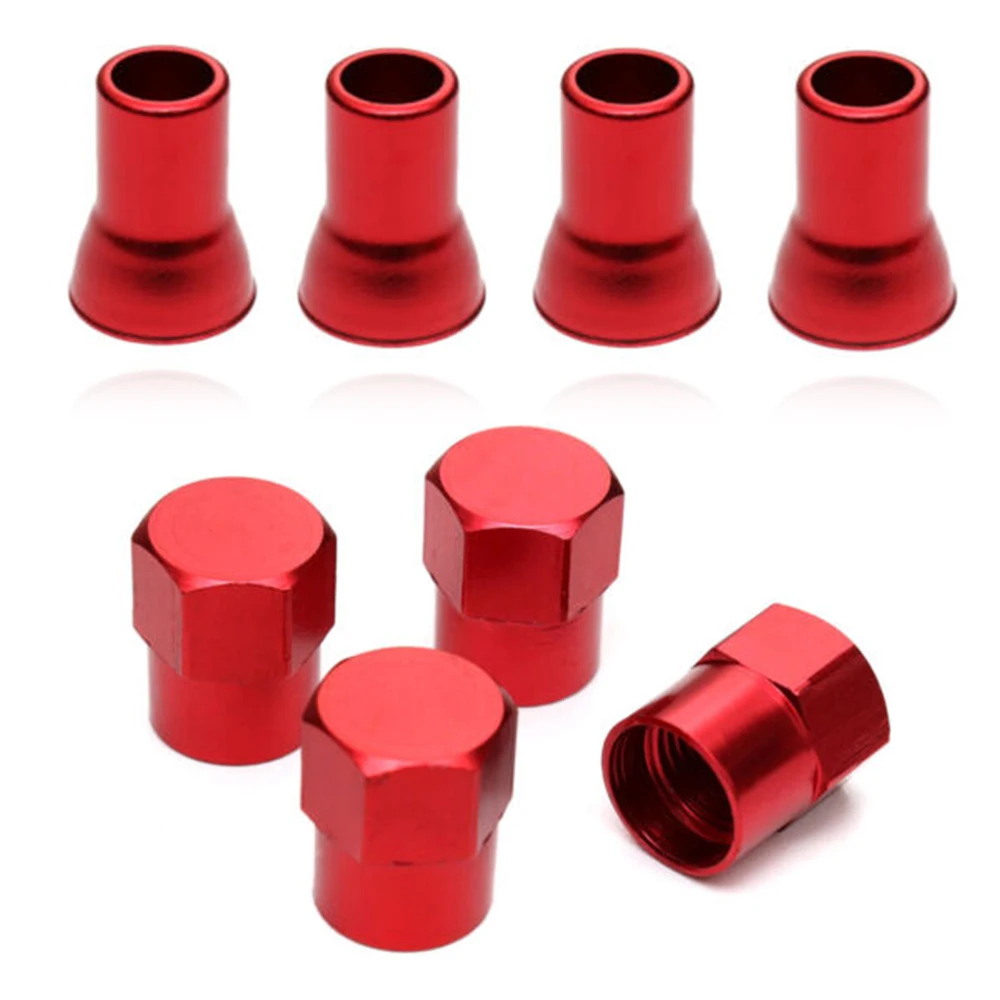 Red Aluminum Car Tire Wheel Stem Air Valve CAPS & Sleeve Cover Auto Accessories