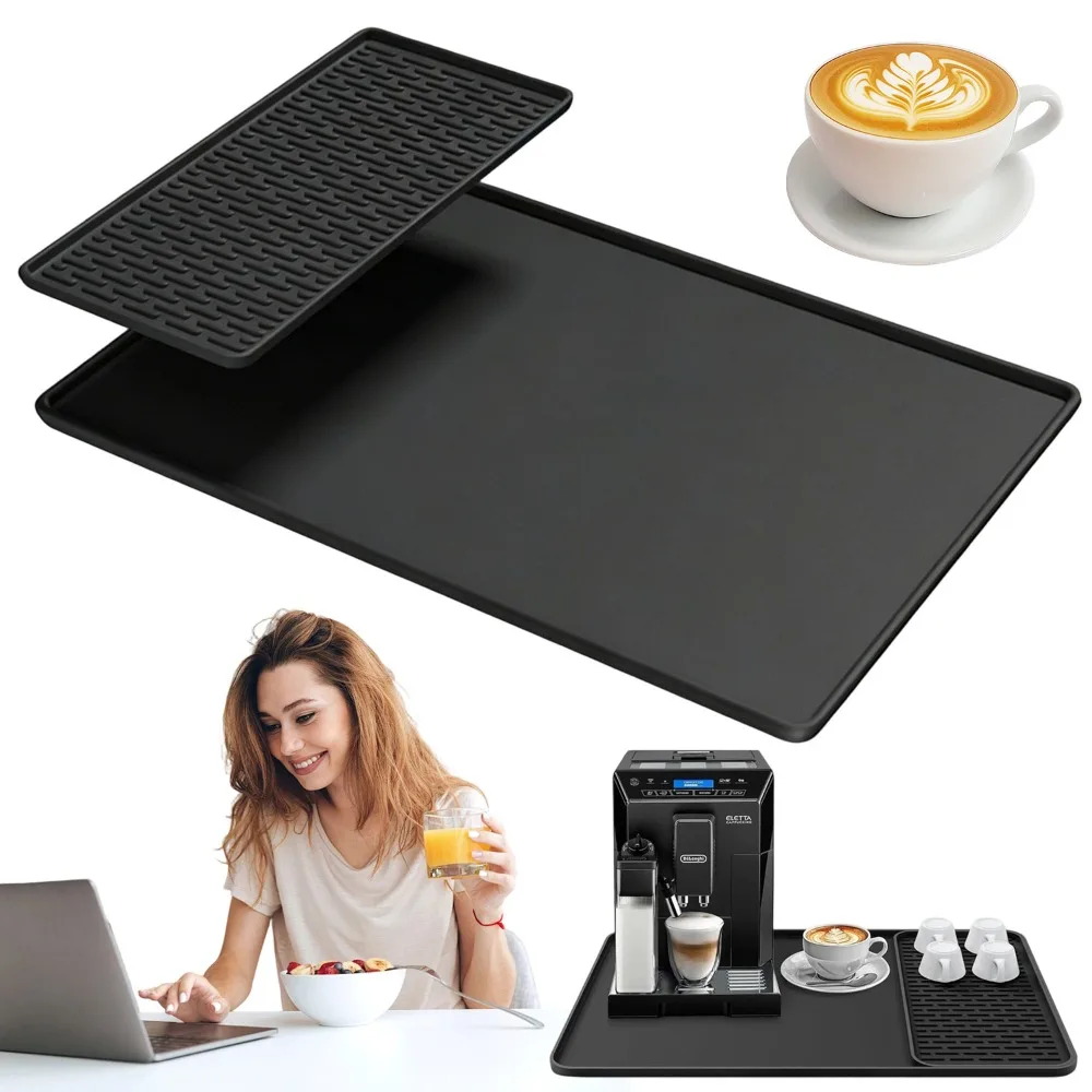 2-in-1-Silikonmatte, rutschfestes, wiederverwendbares Design, leicht zu reinigen und hitzebeständig, ölbeständige Schutzunterlage, perfekt für Kaffeemaschinen, Entsafter, Heißluftfritteusen und
