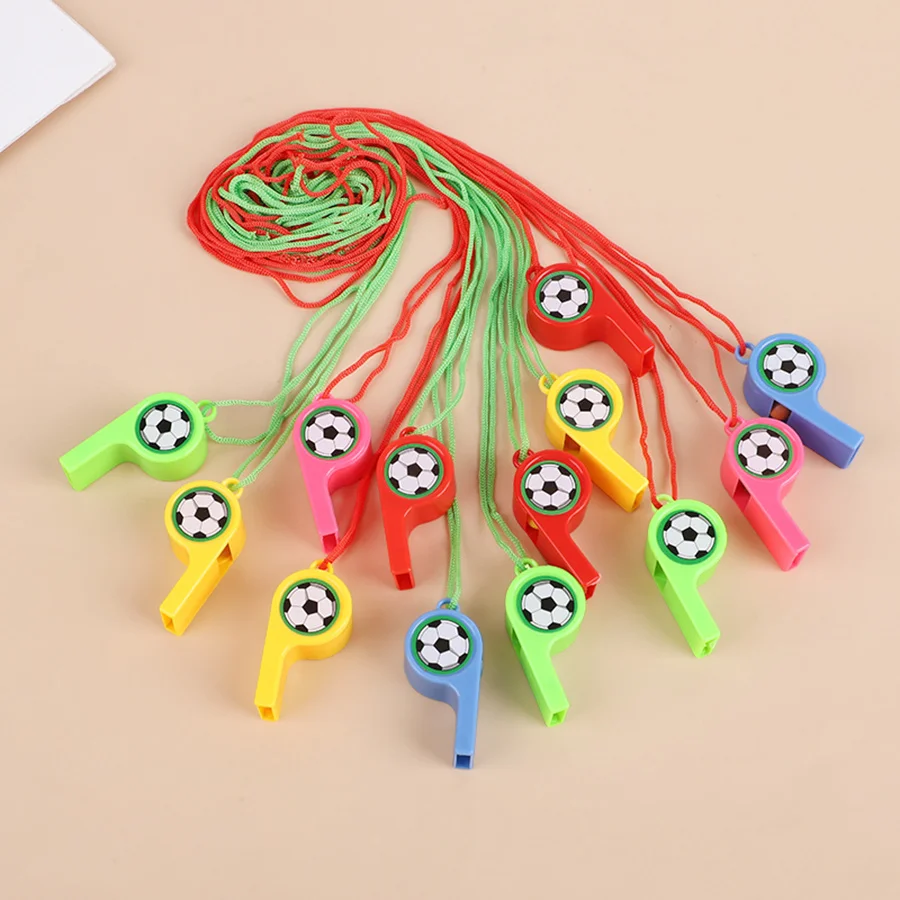 24/48pcs Mini Plastic Whistle with Rope for Sports Competition Football Soccer Basketball Cheerleading Referee Whistle