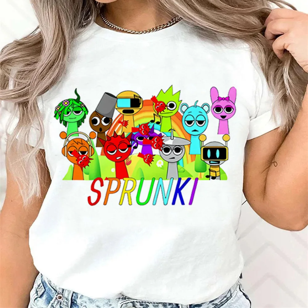 Sprunki shirt girl Digital Graphic korean clothes Colorful Punk t shirt anime korean clothes Graphic 2000s Punk Gothic