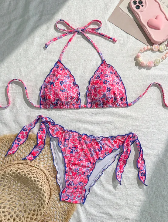 

New Beach Series Bikini Women's Printed Sexy Bikini Tether Split Swimsuit Women Swimwear