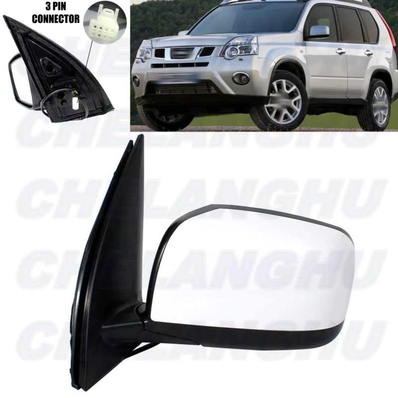 

For Nissan X-Trail T32 2008 2009 2010 2011 2012 2013 Left Side 3 Pins White Paintable Power Adjust Mirror Assembly