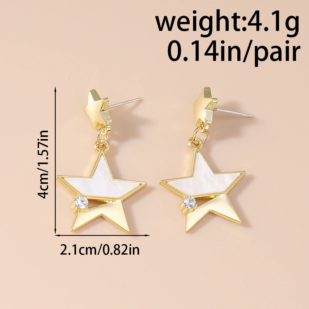 Aihua Goldfarbene Polaris-Stern-Ohrringe für Damen, Kristallsterne, Tropfenohrringe, modisch, für den täglichen Gebrauch, Hochzeit, Party, Schmuck, Geschenke – Detail 20