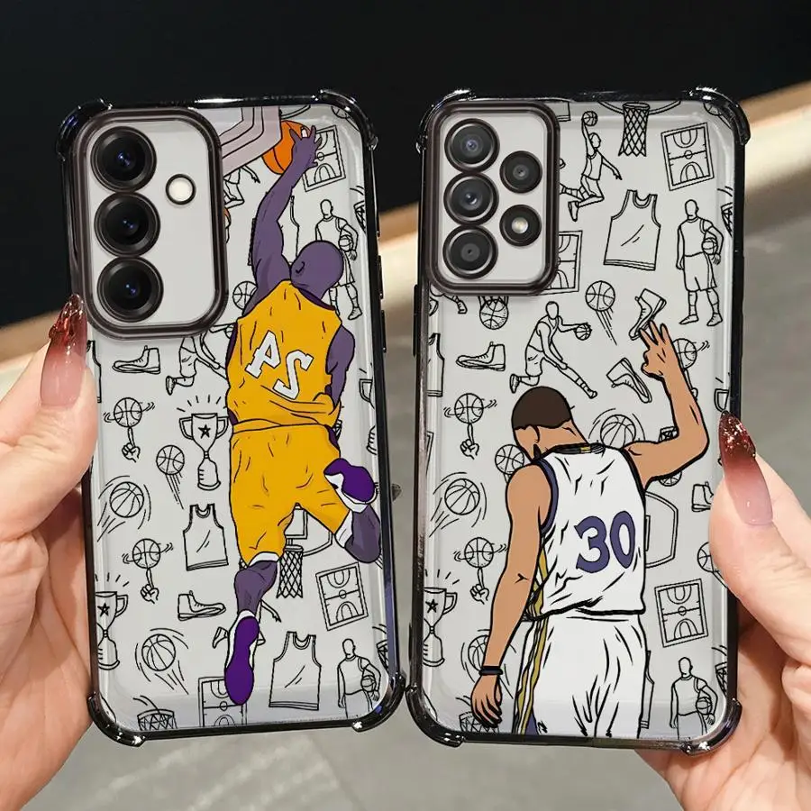 Basquete tiro esporte capa clara caso de telefone para samsung galaxy a24 a26 a21s a15 a52 a17 a33 a35 a36 a25 a16 a13