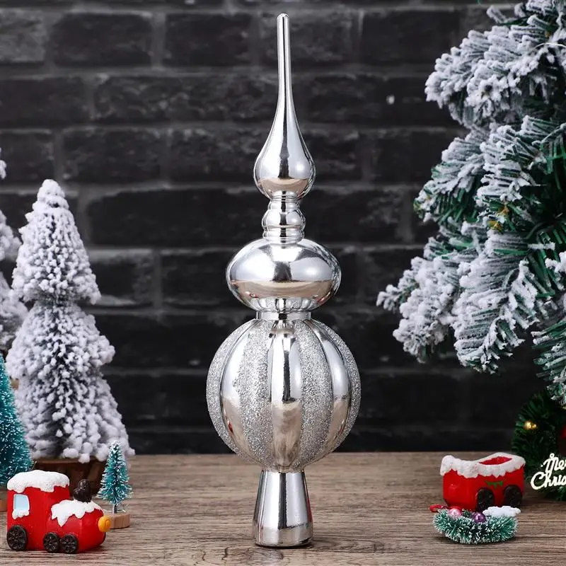 

Xmas Tree Topper Inflatable Artificial Christmas Tree Xmas Topper Decor Spherical Plastic Party Supplies Ornament Gift Glass