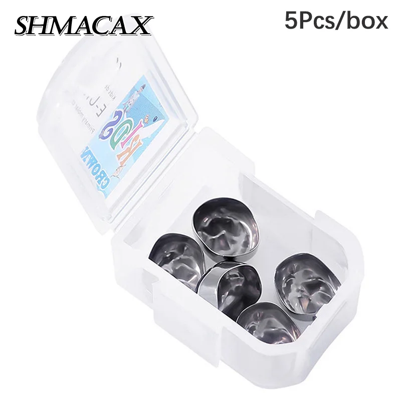 

5Pcs Dental Kids Adult Crown Preformed Metal Primary Molar Teeth Crown 1st 2nd Stainless Steel Pediatric Temporary Crowns
