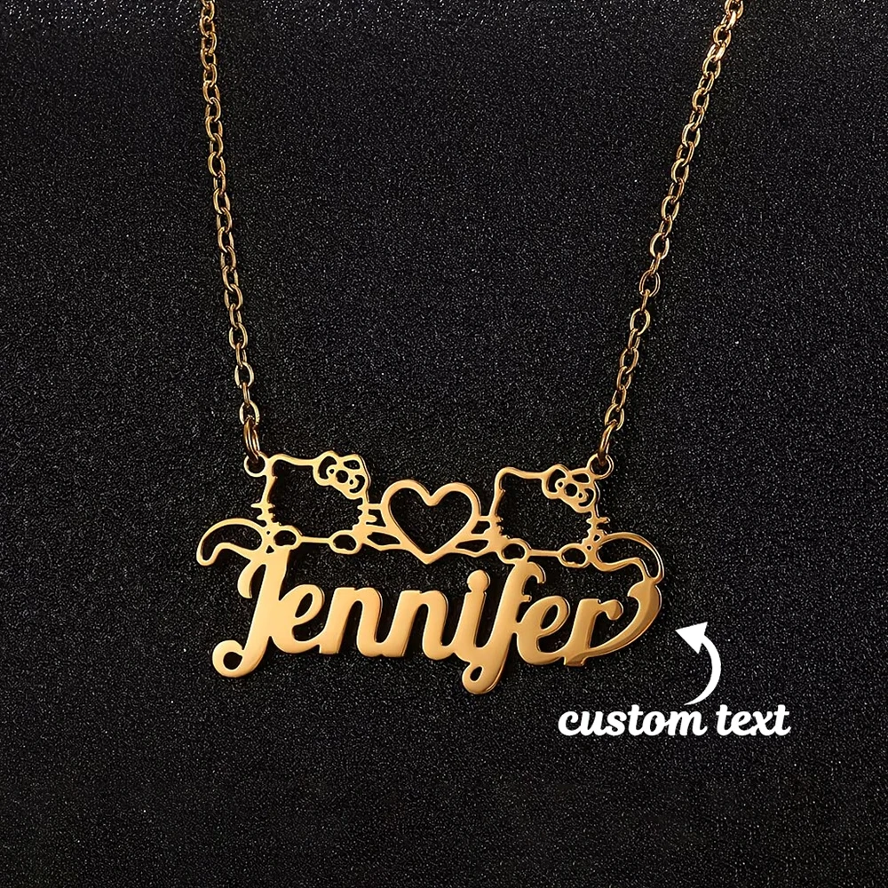 

Sanrio Jewelry Custom Hello Kitty Pendant Necklace With Diy Name Stainless Steel Birthday Party Personalized Gift For Women Girl