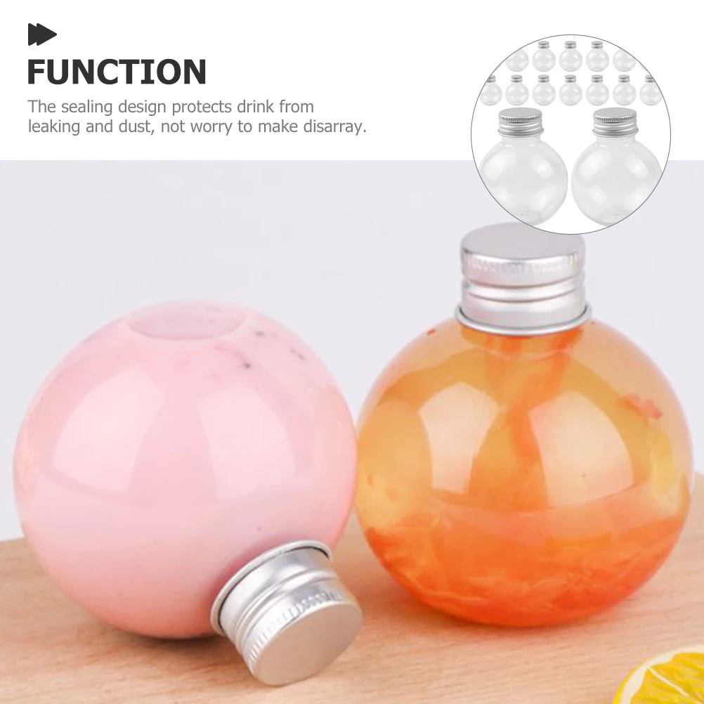 

50pcs Lightbulb Bottles Plastic Small Containers for Juice Water Fruit Milk Portable Airtight Anti Leak Clear Beverages