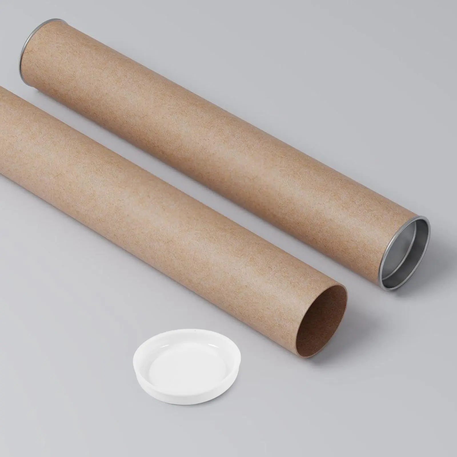 50pcs Paper Tube Mailing Caps Kraft Shipping Round Plugs Blue Tape White Color Plastic End Caps Storage Art Supplies