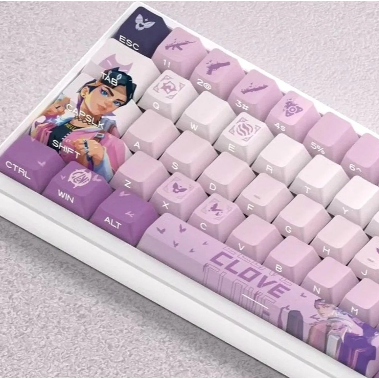Twilight Purple PBT Keycap Cherry Anime Light Transmitting 73 Inscribed 98 Side Engraved Fit 60/65/68/75/87 Mechanical Keyboard