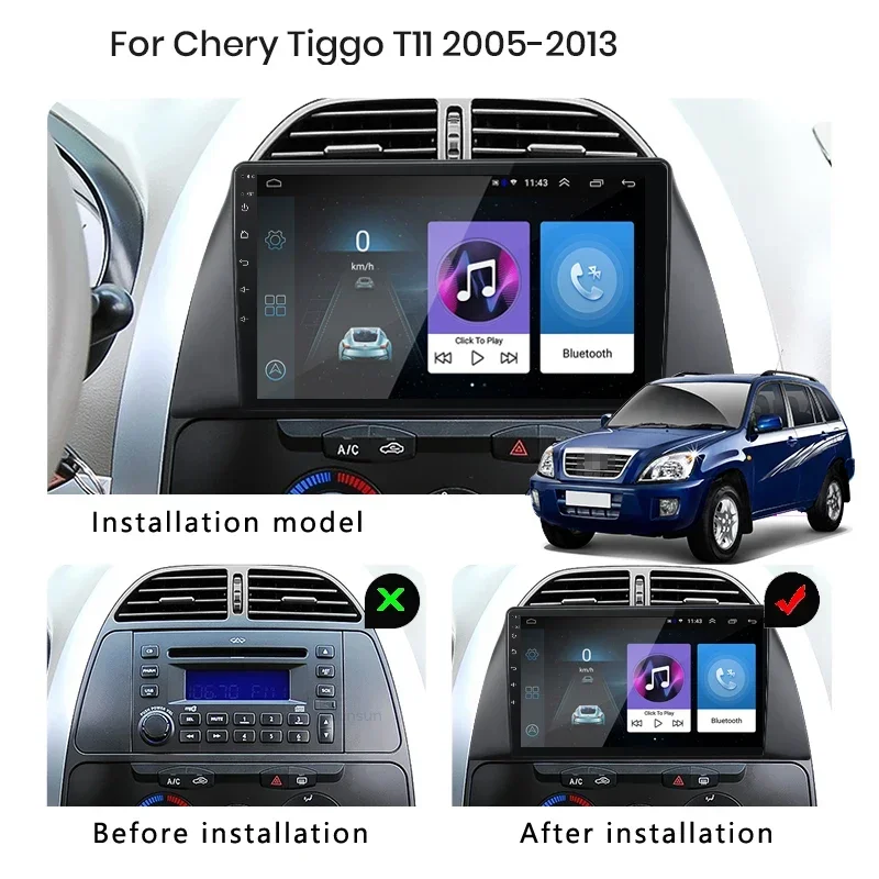

8GB+128GB Android 13 radio For Chery Tiggo T11 2005 2006 2007-2013 Car stereo Multimedia Player Carplay Auto GPS Navigation