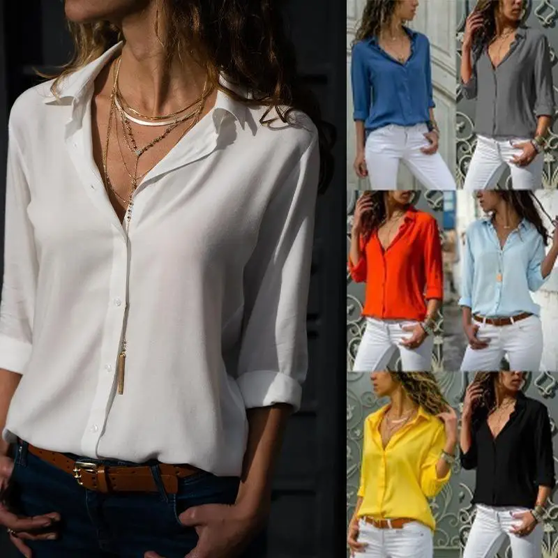 

Loose Women's irt Spring Autumn plus Size Casual Sle Long Sve Collar PU Material Color Faion Ladies' Clot...