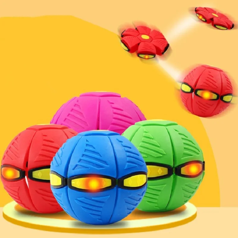 Led Light Flying Toys Flying Saucer Ball Magic Deformation UFO with, Decompression Outdoor Fun Toys for Boys Girls Kids Gift