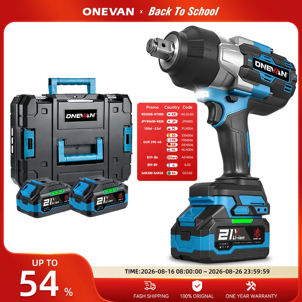 ONEVAN 3500 N.M Drehmoment Elektrischer Schlagschrauber Bürstenlos 3/4 Zoll 8 Gänge Akku-Schraubenschlüssel Elektrowerkzeuge für Makita 18 V Batterie Pin