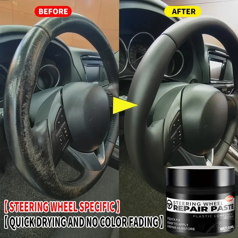 IFUBO 50ml Pasta Restauradora de Couro para Volante, Reparo Rápido, Não Desbota, para Painel e Interior de Carros