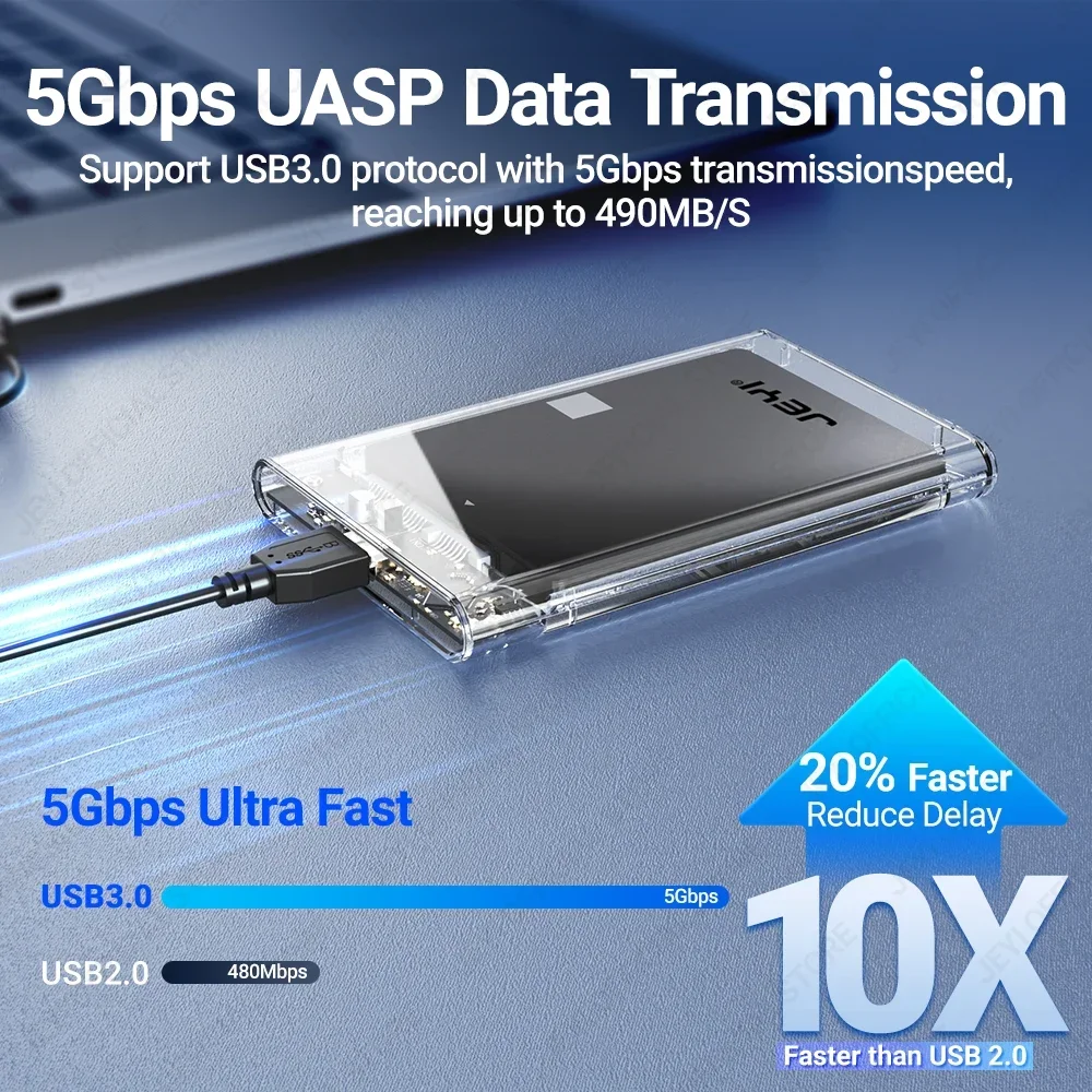 JEYI 2.5 SATA to USB 3.0 Enclosure External Hard Drive Portable Hard Drive USB3.0 High Speed HDD for Laptop PC MacBook PS4 PS5 (