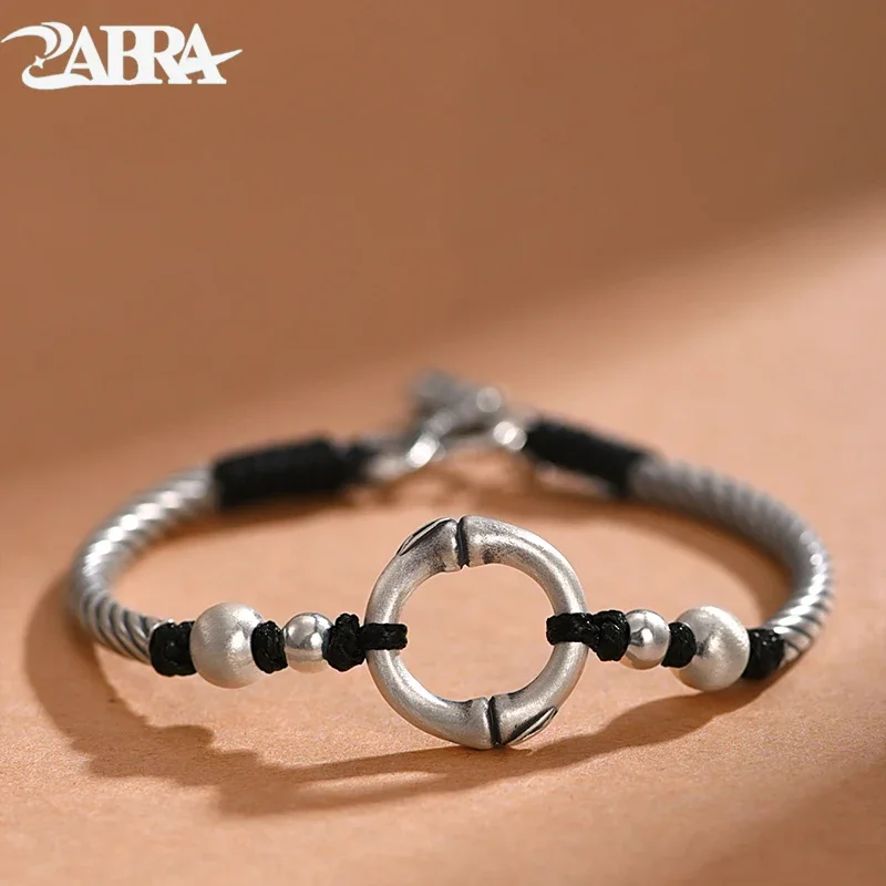 ZABRA S999 Sterling Silver Safety Buckle Bracelet Niche Hand-woven Bracelet Silver Jewelry