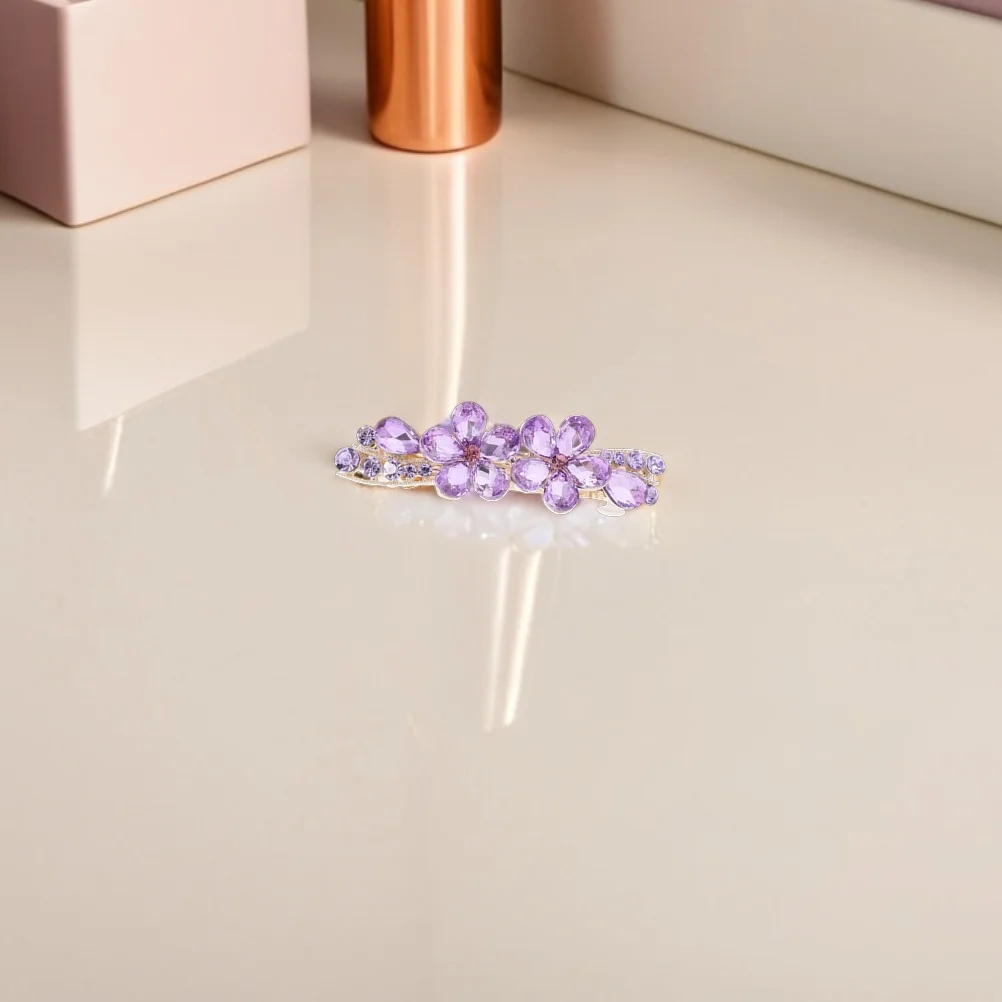 2pcs Metal French Barrettes Waterfall Hair Clip Rhinestone Design Mini Secure Grip Ponytail Styling Clips Pins Women