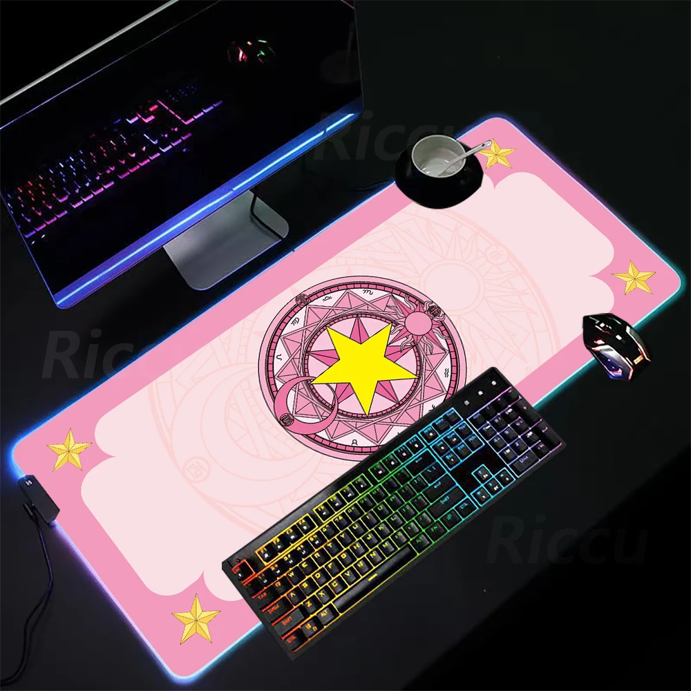 Card Captor Sakura Magic Formation tappetino per mouse XXL tappetini da tavolo stampa HD tappetino per Mouse RGB Desktop accessori da gioco di grandi dimensioni tappetino per mouse