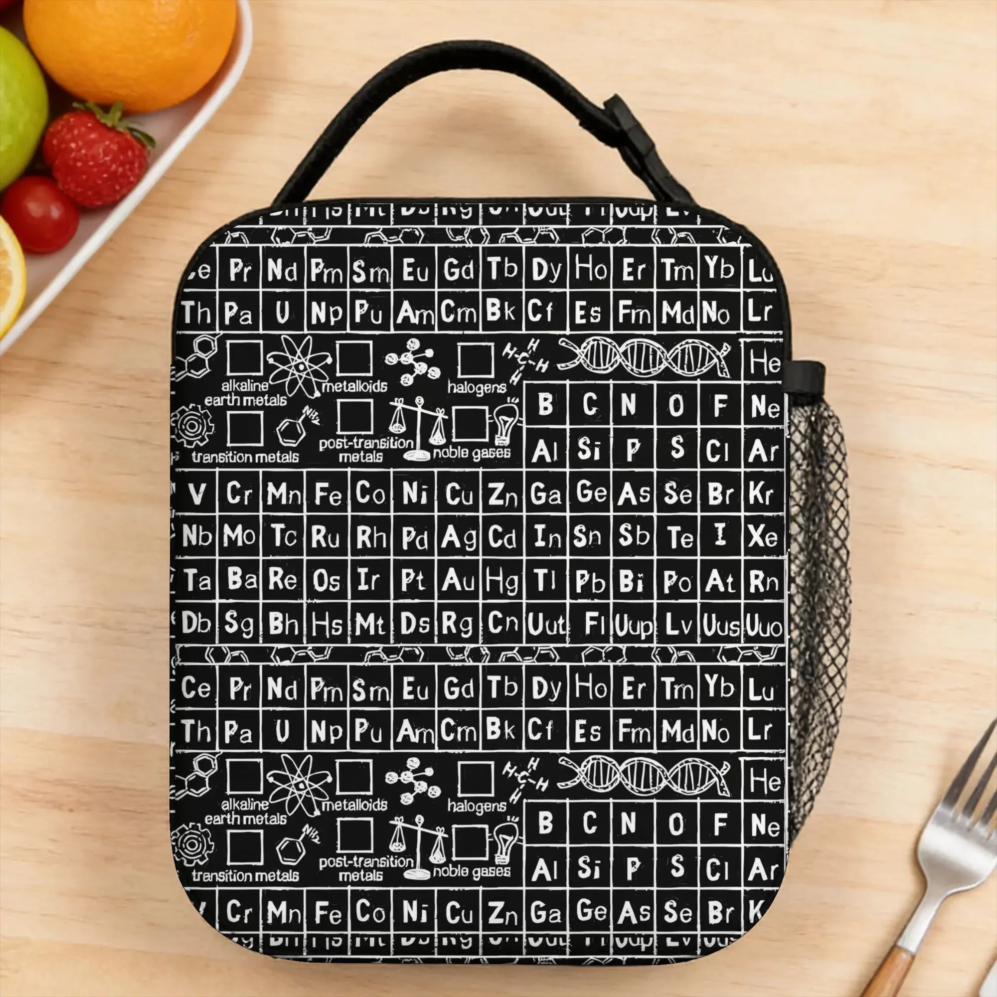 Science Cartoon Objects Set (2) Lunch Bag Fun Picnic Lunch Box Print Portable Thermal Tote Handbags