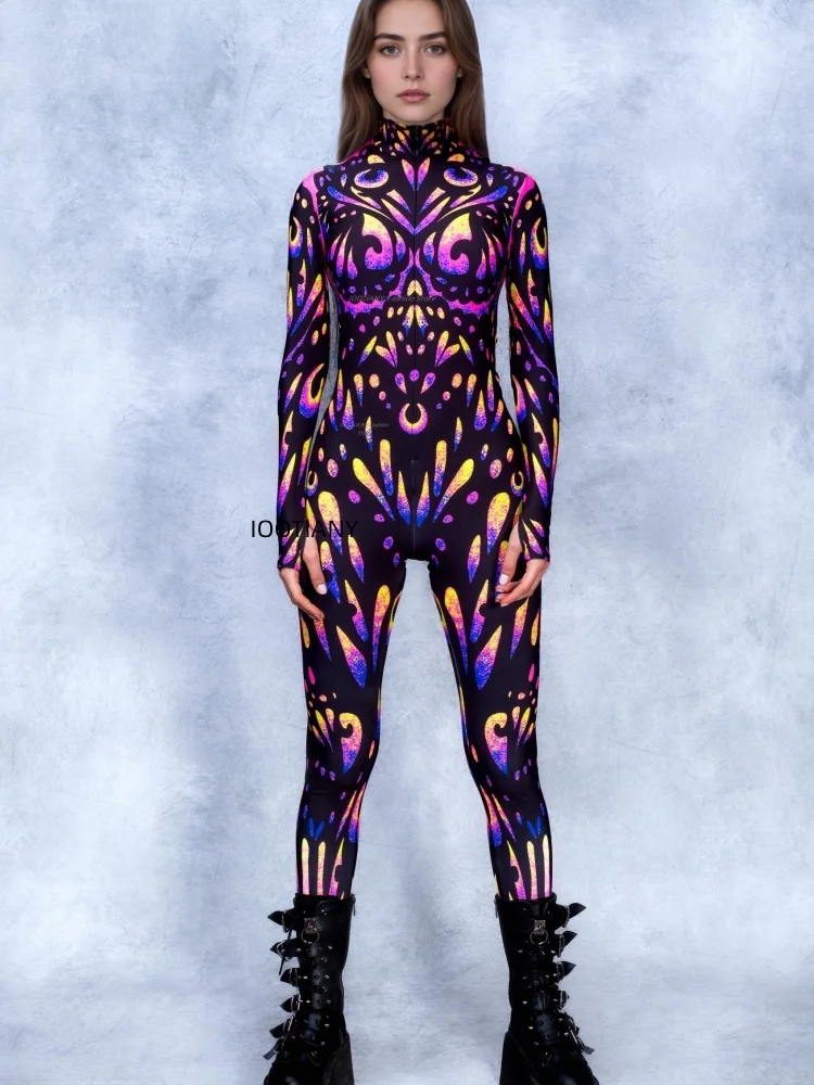

Halloween Women's Sexy Butterfly Digital Printing Bodysuit Carnival Party Stage Cosplay Dance Performance Costume Zentai Suit
