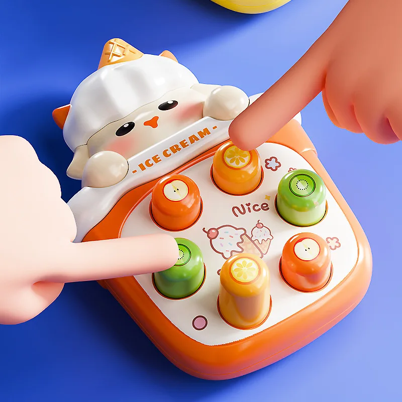 Happy Gopher Game Machine Toys Two-Player Match Interactive Handheld Game Machine Toys Cartoon Fries Milk Tea Ice Cream Gopher