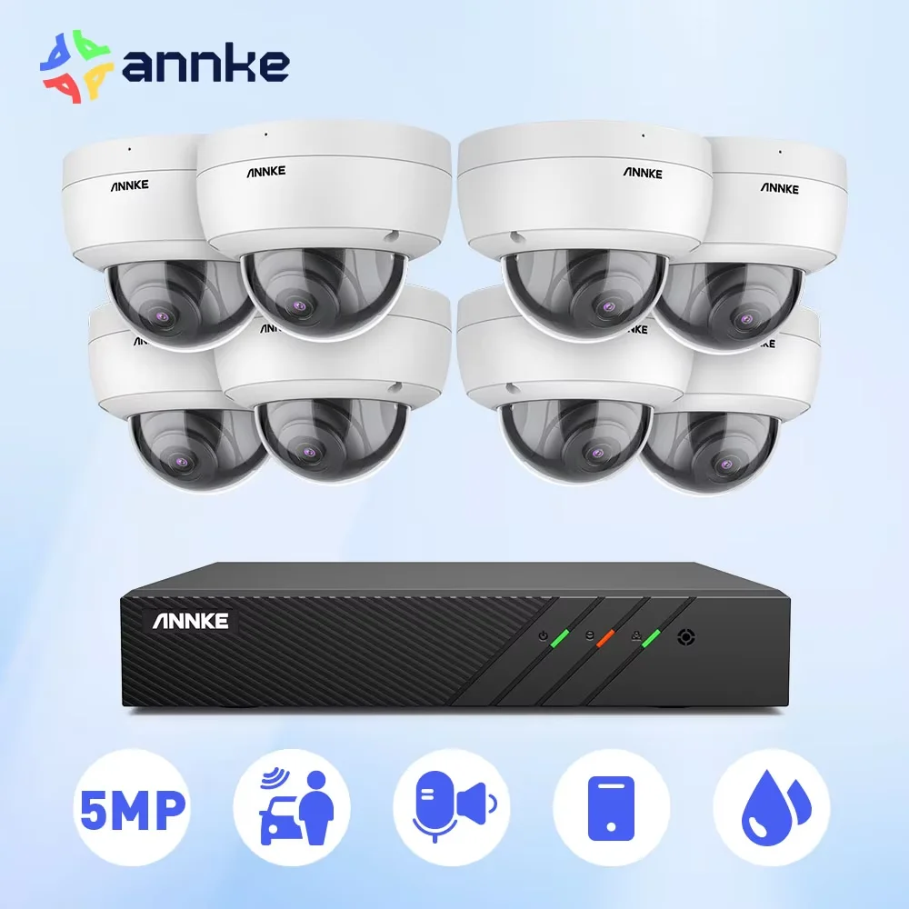 

Сетевая Видеосистема ANNKE 5 Мп FHD POE, NVR H.265 + 6 МП с камерой видеонаблюдения 5 МП, с защитой от непогоды, POE s, аудио в Ip-камере