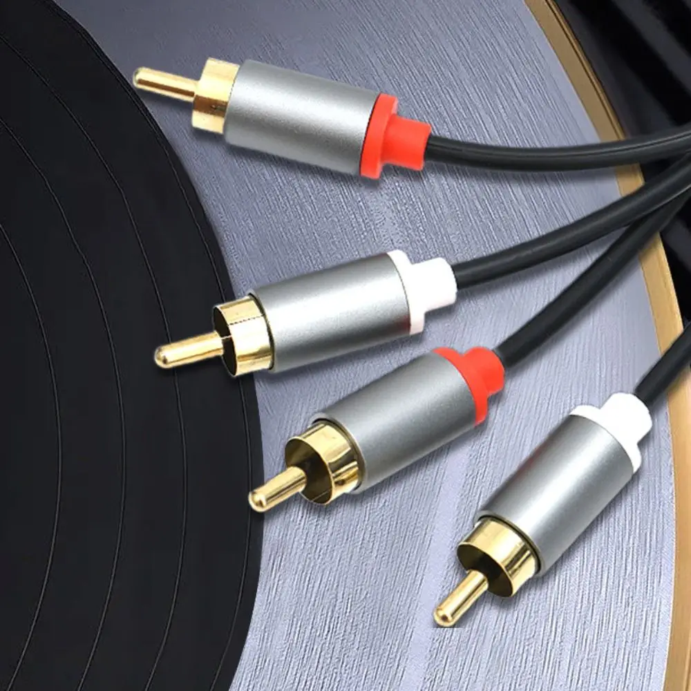 Shielded Double Lotus Head Audio Aux Cable HIFI Gold-plating 2RCA To 2RCA Amplifier Cable 1m/1.5m/2m/3/5m Male-Male
