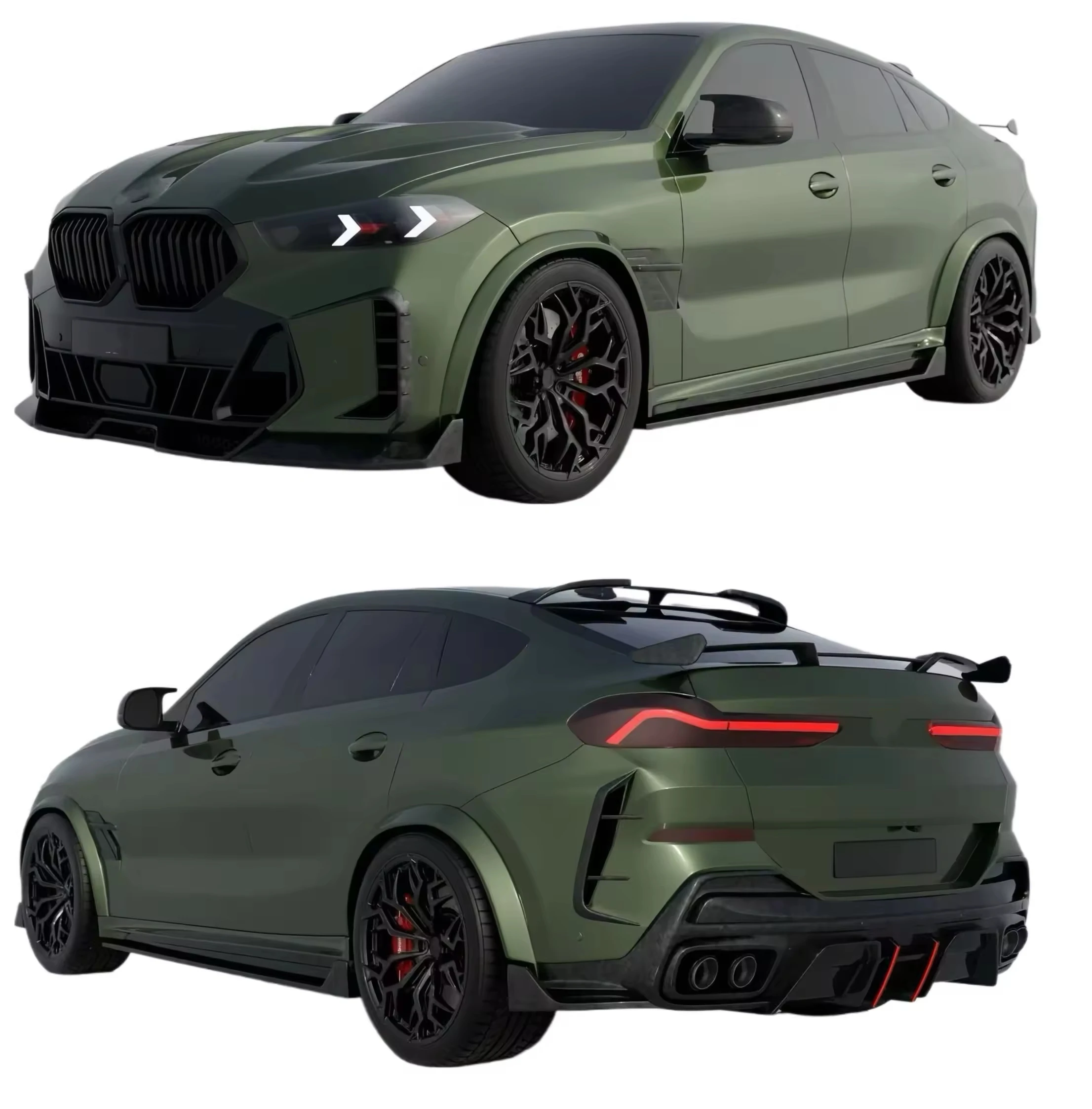 Lu V2 Style Dry Carbon Fiber Body Kit for X6 G06 Dry Carbon Fiber Front Lip Skirt Rear Diffuser Spoiler Hood Body Kit
