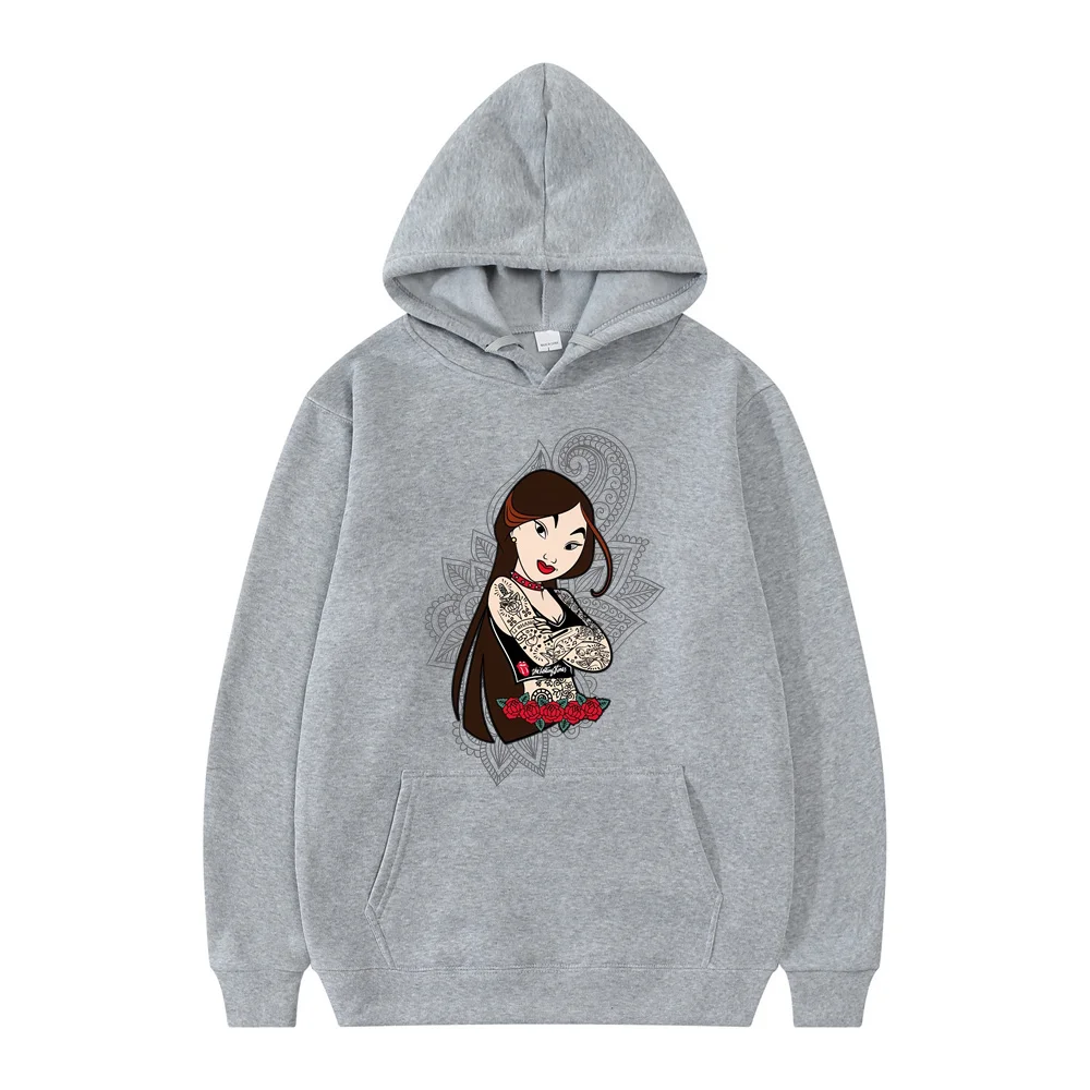 Disney princesa mulan padrão solto moletom masculino bolso impressão roupas dos homens hoodies outono inverno popular pulôver venda quente