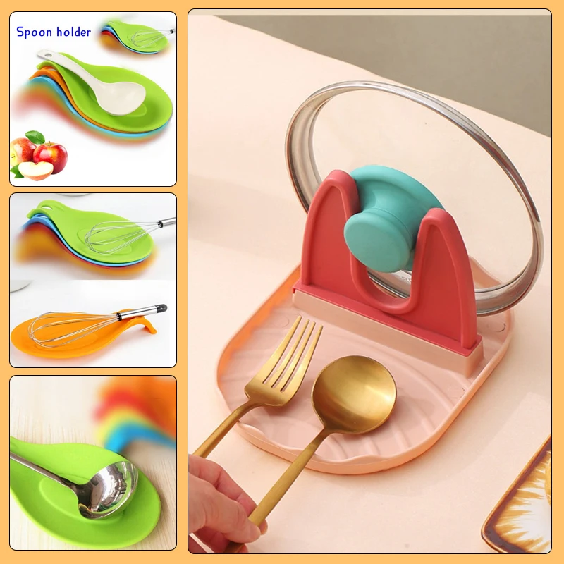 Kitchen Cooking Spoon Holder Kitchen Spoon Rest Utensil Heat Resistant Storage Shelves Tools Kitchen Accessories