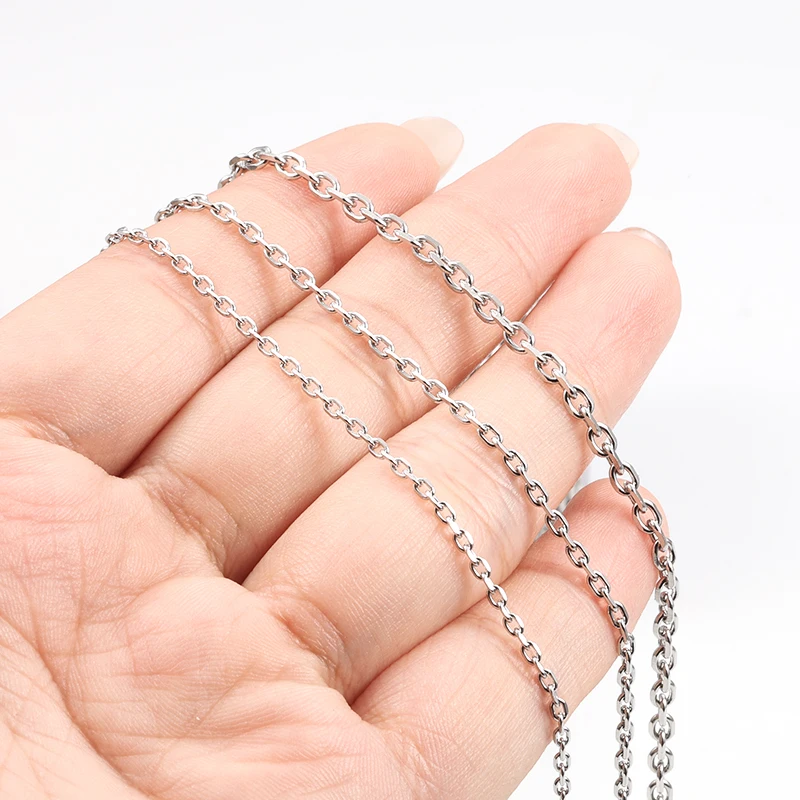 

5Meter Stainless Steel 1.7mm 2mm 2.8mm Oval Chamfered Chains For Jewelry Making DIY Trend Fashion Charm Accessorie Wholesale