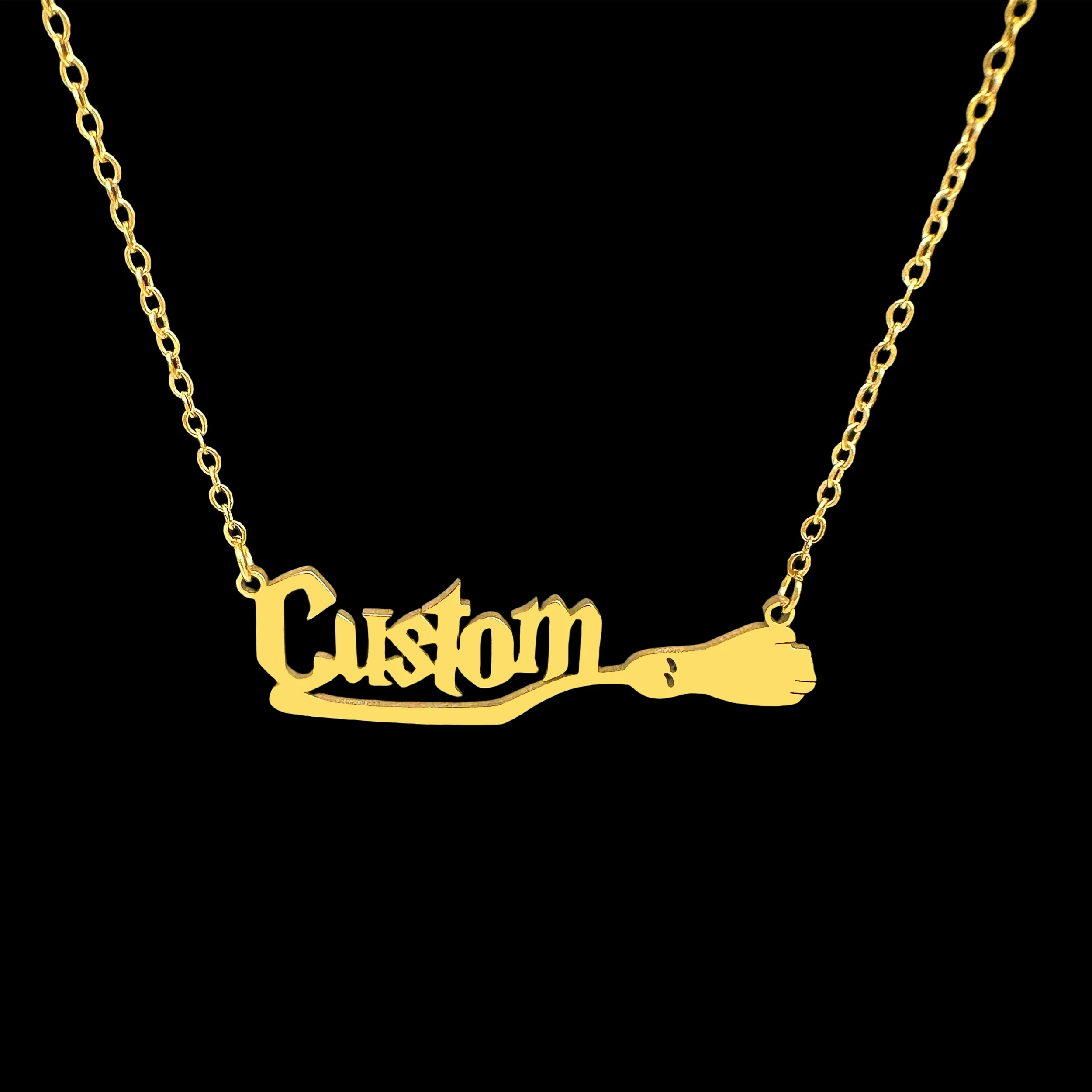 Customizable Vintage Halloween Necklace Personalized Stainless Steel Custom Magic broom Ghost Name Necklace For Halloween