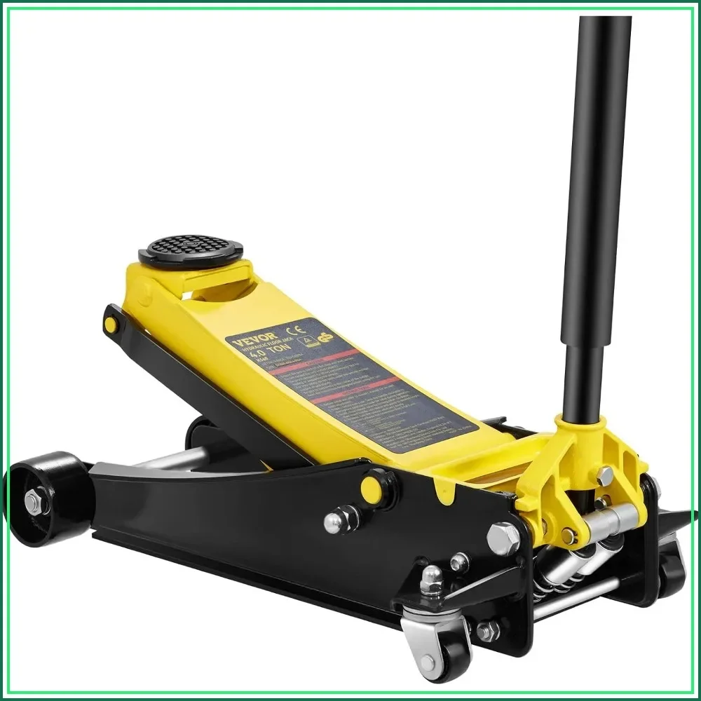 4 Ton Low Profile Floor Jack, Heavy Duty Steel Racing Jack with Dual Pistons, Lift Range 3.94