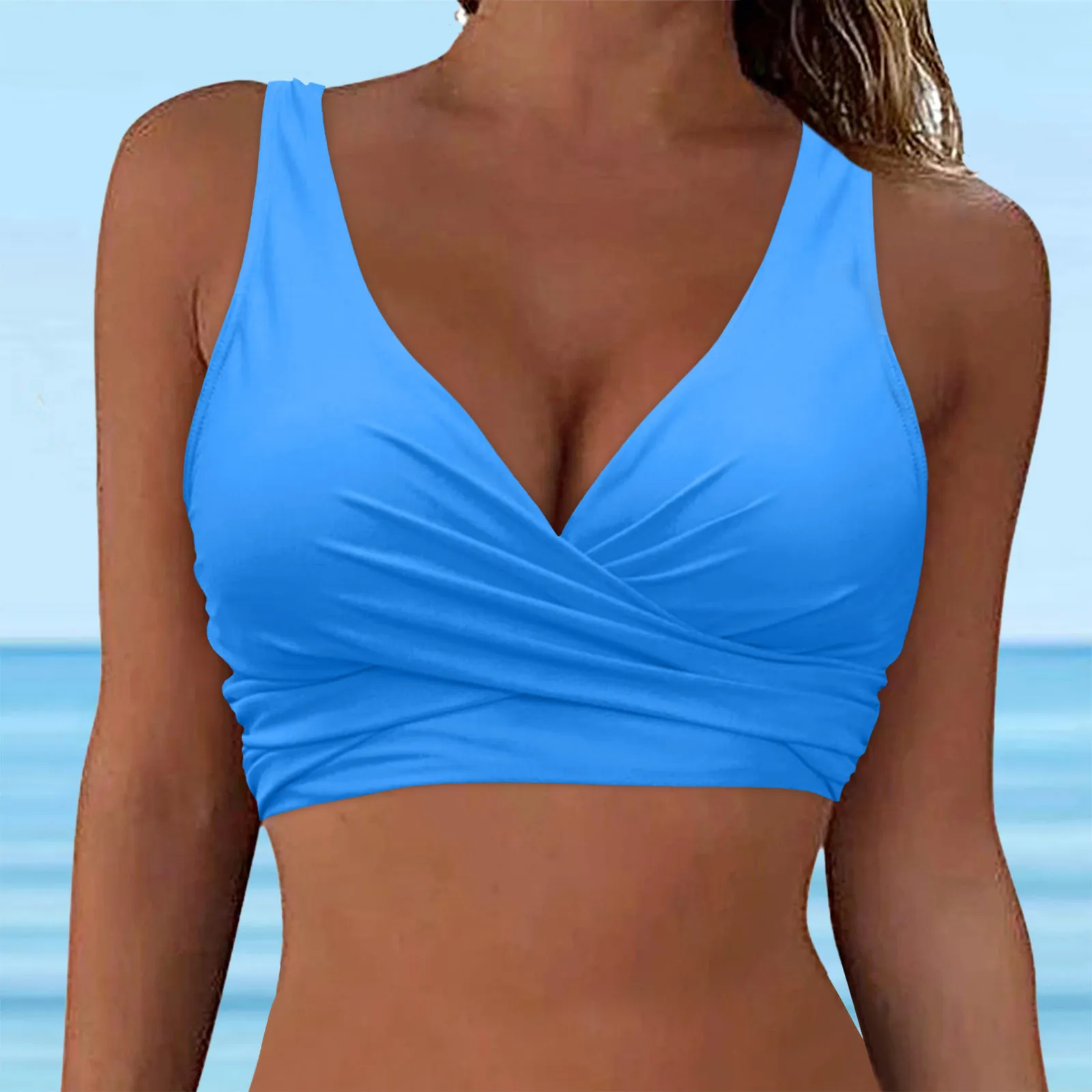 Dames Badmode Tops Met Vetersluiting Met Volledige Dekking Bikinitop Push-Up Zwembroek Met Stropdas Terug Badpak Tops