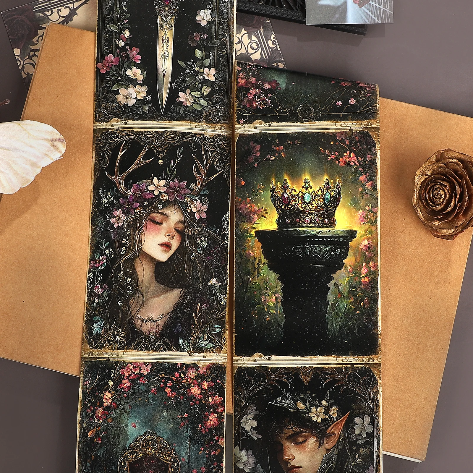 80mm*205cm Vintage Magic Flower Character Landscape Washi Tape Creative DIY Journal Material Collage Scrapbooking Stationery