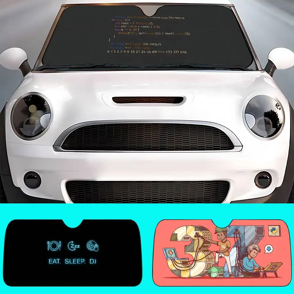 بيثون مبرمج أكل رمز النوم سيارة ظلة الزجاج الأمامي نافذة السيارة غطاء الزجاج الأمامي الشمس الظل السيارات قناع اكسسوارات السيارات #1