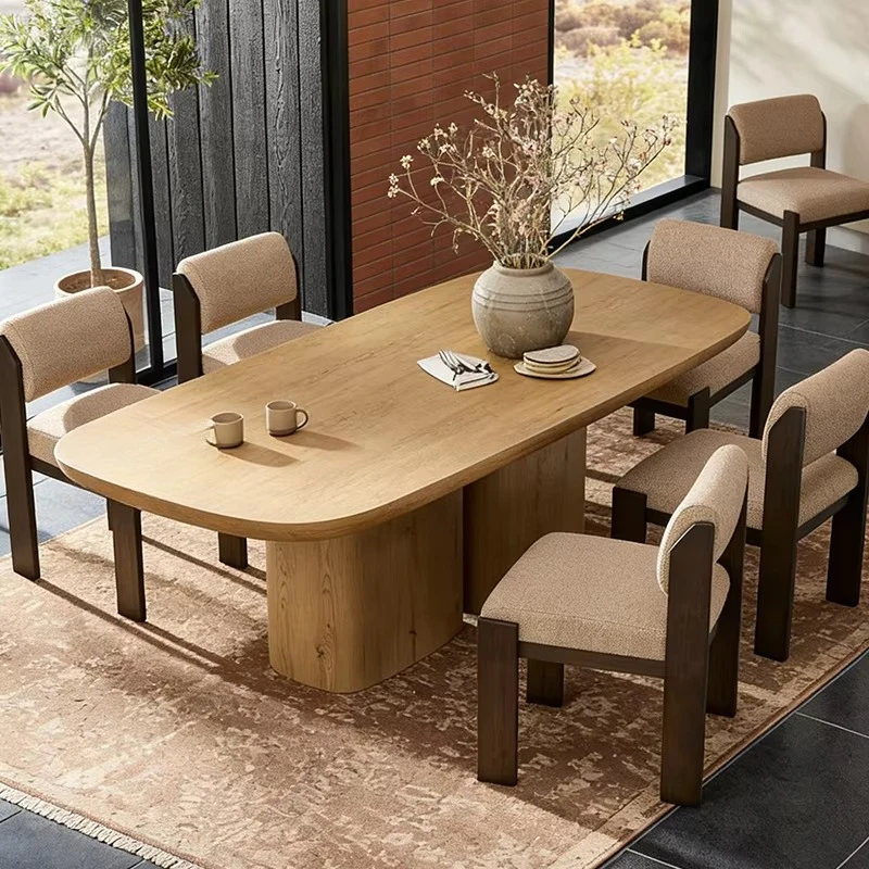 

#Modern Dining Table Combining Solid Wood And Plywood Organic Silhouette Warm Tones