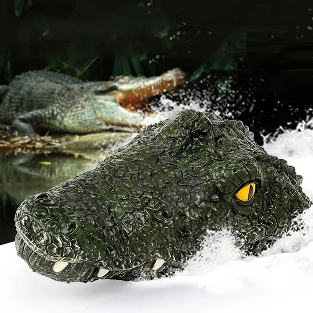 Simulation Crocodile Head RC Boat Toy 2.4G Remote Control Water Decoy Summer Gift Alligator Spoof Lifelike Toys Electric To B1G6