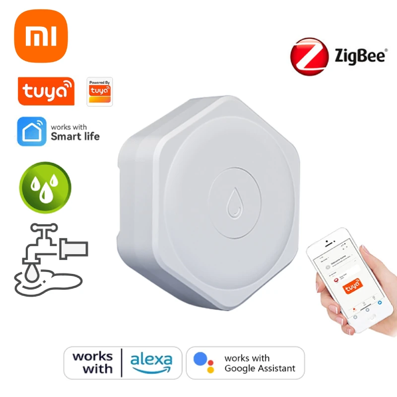 Датчик утечки воды Xiaomi ZigBee, детектор для обнаружения протечки воды в резервуаре, система оповещения о переполнении, с дистанционным управлением через приложение