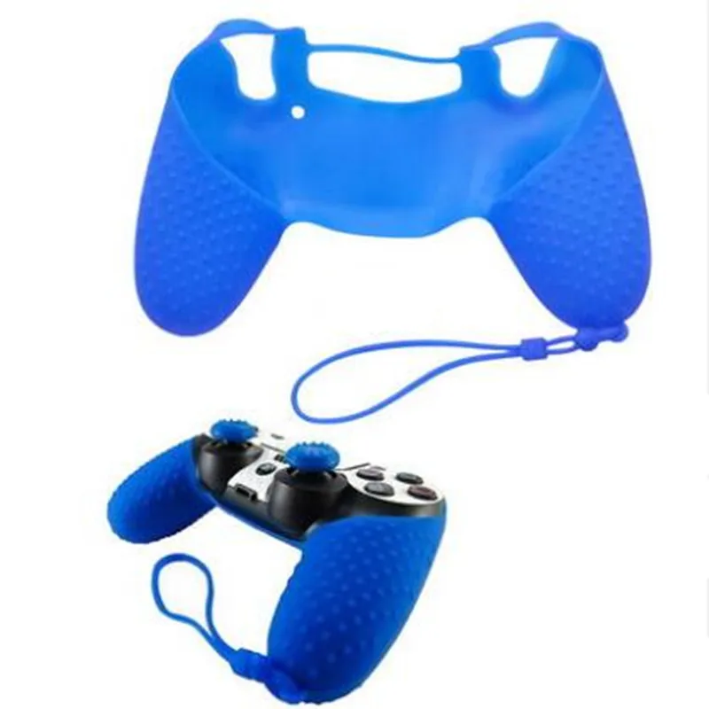 Picture 4: Anti Slip Rubber Protective Skin Case For Dualshock 4 PS4 Pro Slim Controller Cover With Hand Wrist Strap 2 Silicone Analog Grip