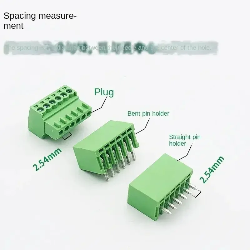 Wire connector 2EDG-2.54mm pluggable PCB terminal with small pitch straight pin and bent pin header, complete set of 2P3P4P5P6P