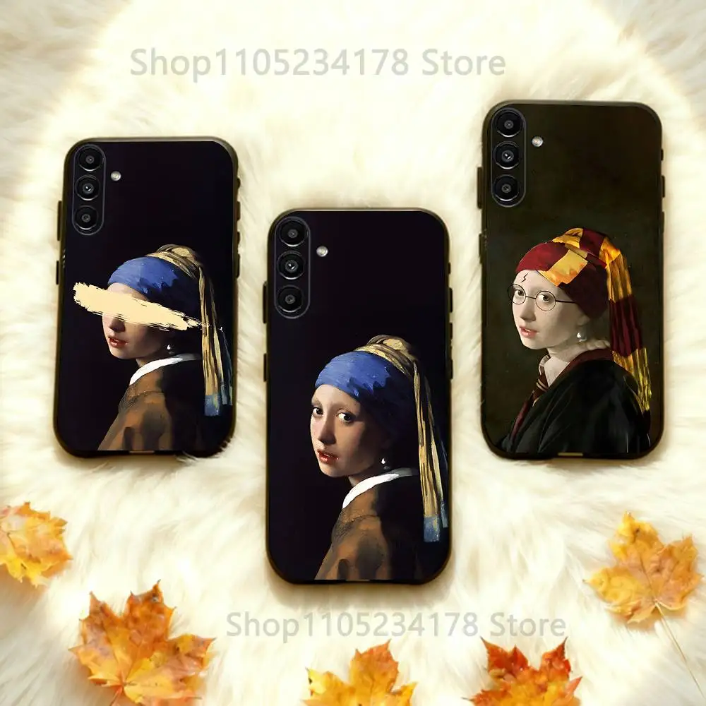 

Girl With A Pearl Earring Vermeer For Samsung Galaxy A73,52,32,71,41,53,31,72,22,5G,J7,Note,8,9 Soft Black Dust-proof Cover