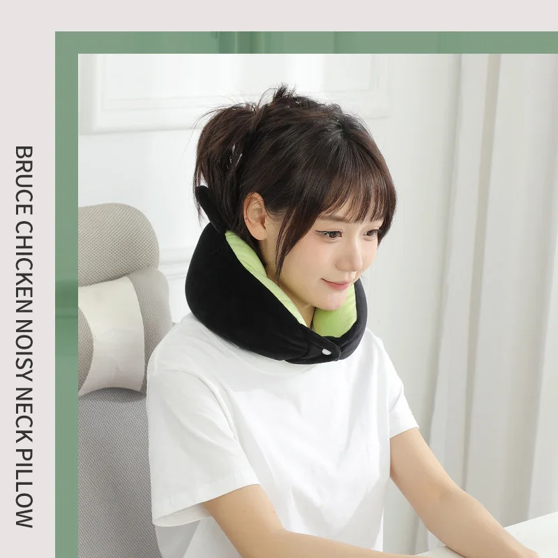 Cartoon Big-eyed Black Cat U-shaped Pillow Foam Particle Ultra-light Neck Pillow Traveler Portable Neck Pillow