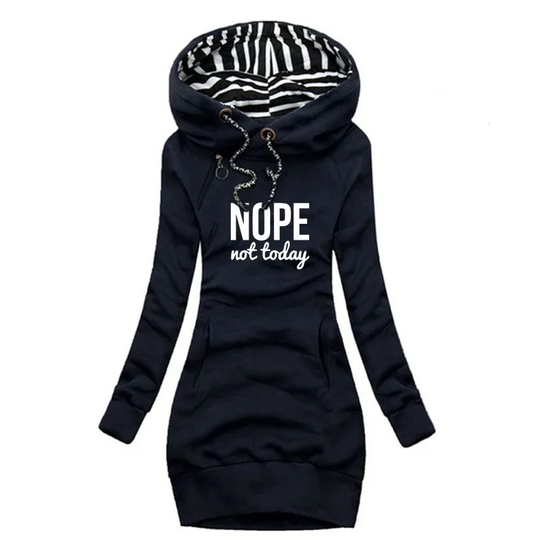 Fashion Vintage Pullover Dress Lady Autumn Long Sleeve Hooded Dresses Casual Fleece Warm Hoodies Clothes