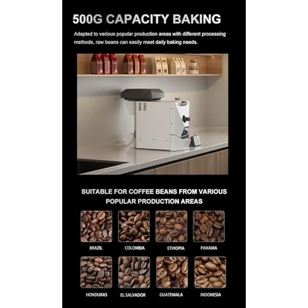 Electric Coffee Bean Roaster Drum Machine 500g Home Commercial Smokeless Baking System Advanced Temperature Control Intelligent