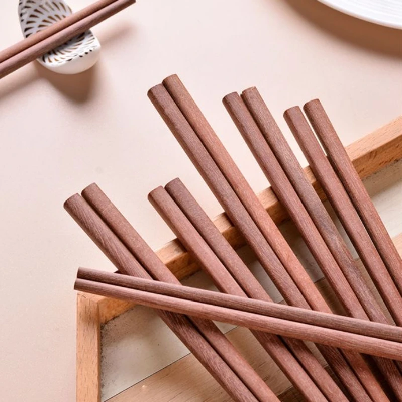 Red Sandalwood Chopsticks 10 Pairs of Household Tableware Wooden No Paint No Wax Non-slip Solid Wood Chopsticks