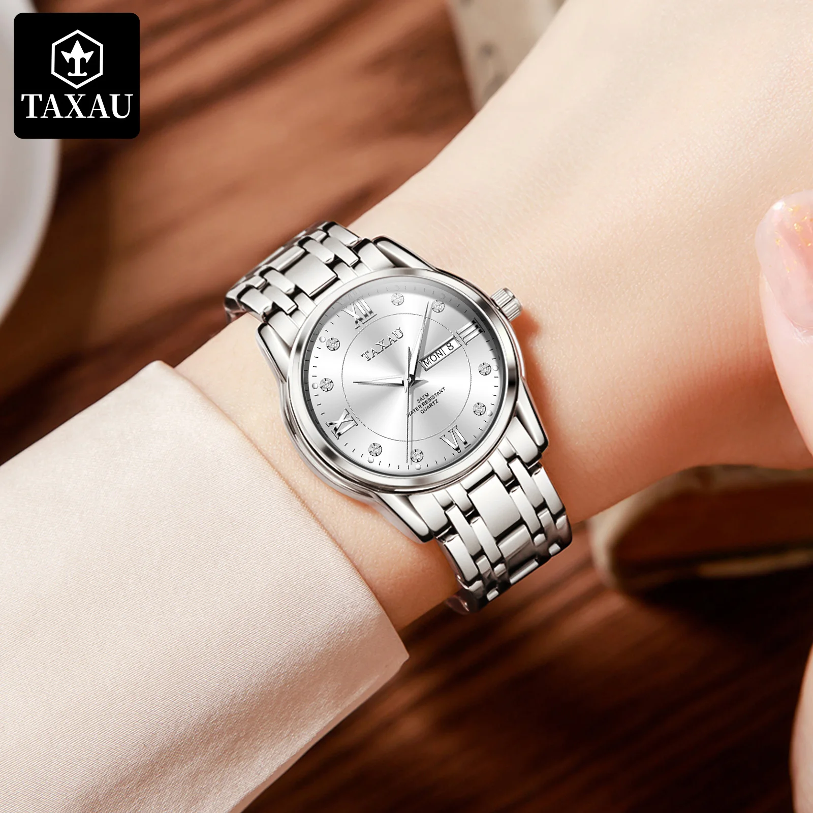 TAXAU New Best Selling Trend Women Watches Waterproof Luminous Stainless Steel Quartz Watch Women Elegant Fashion Ladies Watch